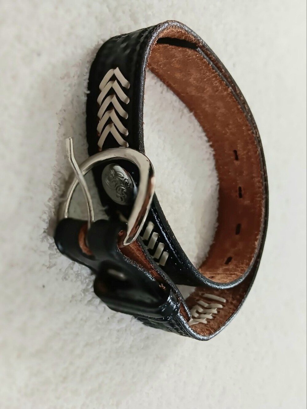 VTG Justin USA Western Black Leather Concho Belt Women's XS/ Youth L 24